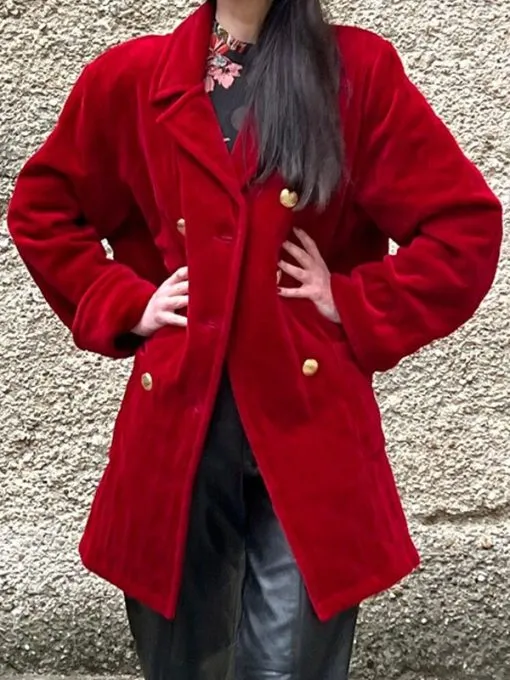 Womens Red Oversized Peacoat