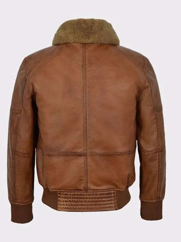 Men Aviator Brown Bomber Jacket - Image 2