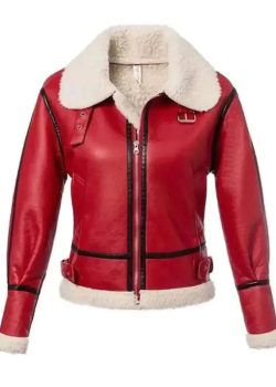 Christmas Red Women Leather Jacket