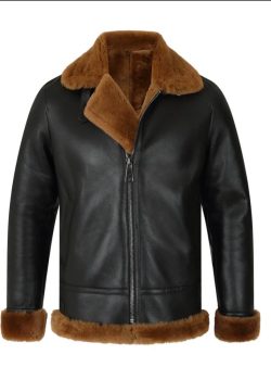 Classic Ginger Brown B3 Bomber Aviator Shearling Jacket