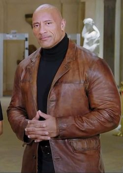 Dwayne Johnson Red Notice Brown Leather Jacket