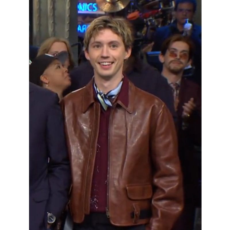 Troye Sivan Saturday Night Live Brown Leather Jacket