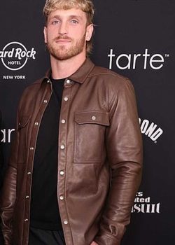 American Wrestler Logan Paul Brown Leather Jacket