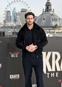 Aaron Taylor-Johnson Kraven the Hunter Suede Leather Jacket