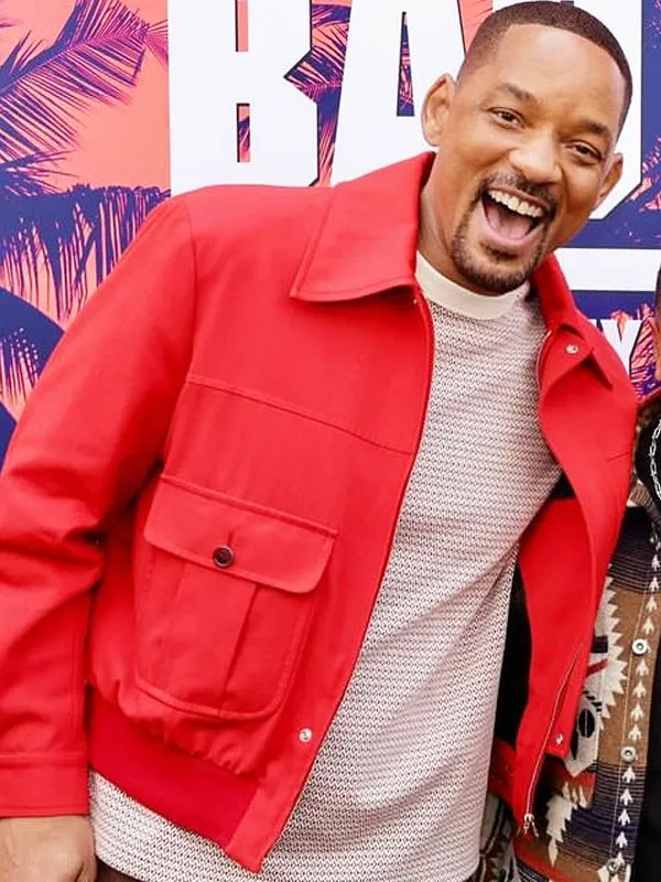 Bad Boys Ride Or Die Will Smith Red Bomber Jacket - Image 2