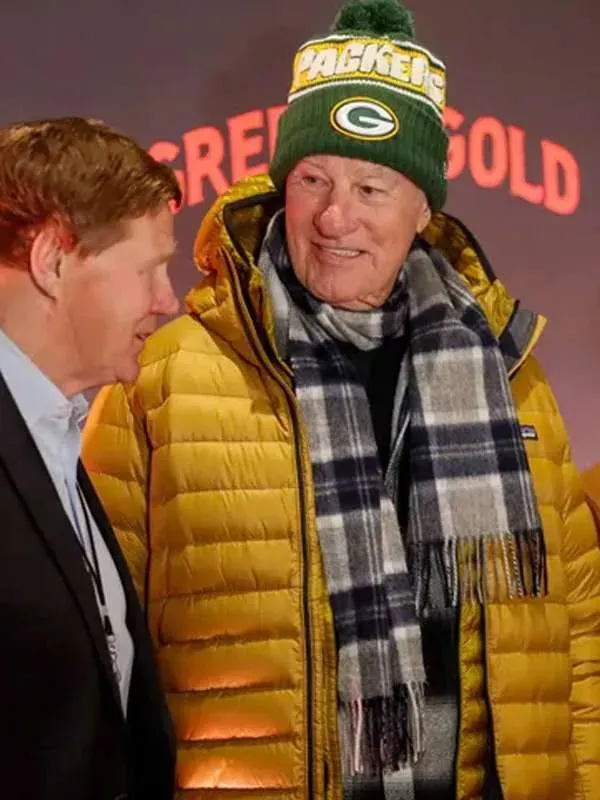 Green and Gold Craig T. Nelson Yellow Puffer Jacket