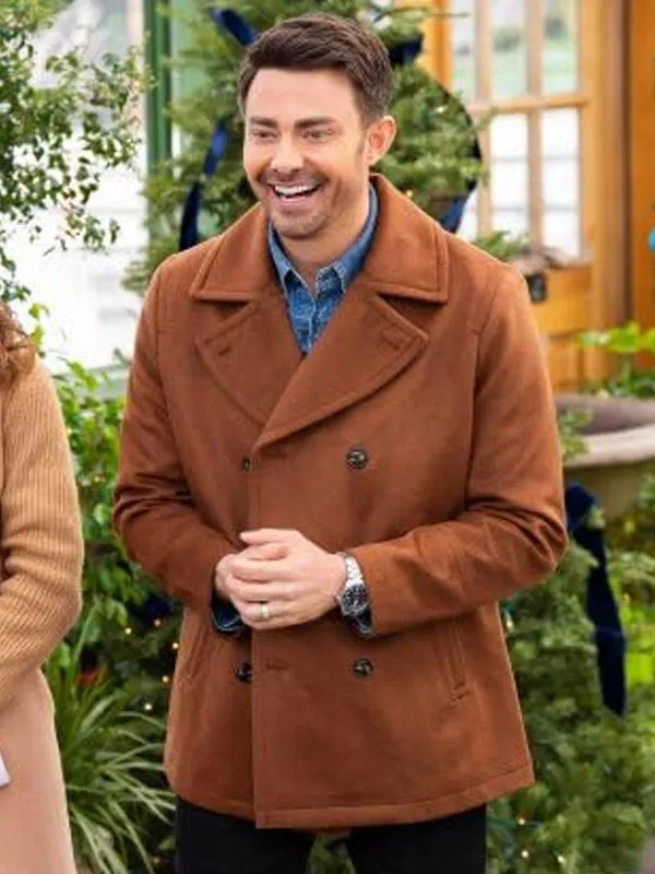 Jonathan-Bennett-Finding-Mr.-Christmas-Brown-Wool-Peacoat