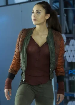 Raven Reyes The 100 Red Quilted Bomber Jacket
