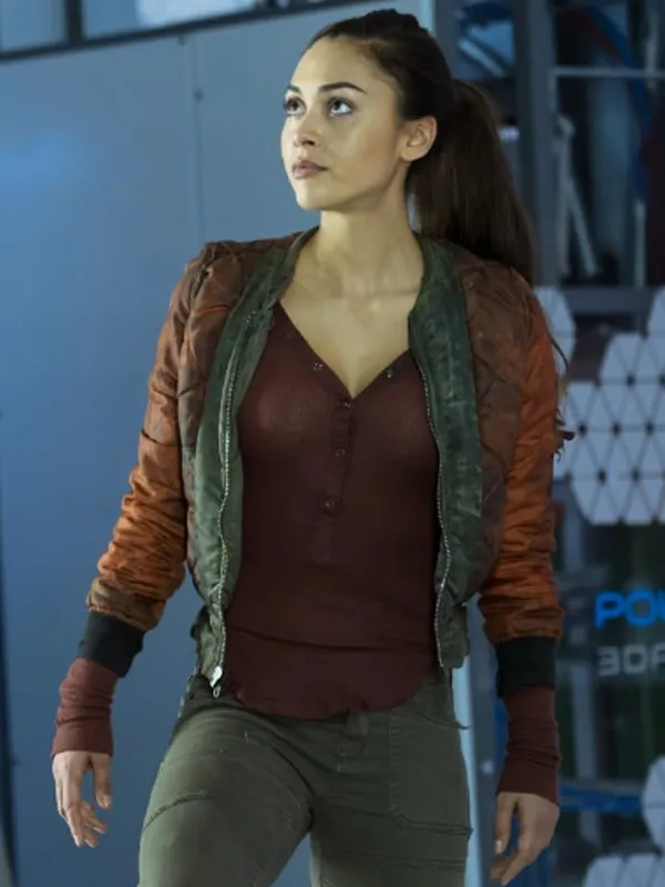 Raven Reyes The 100 Red Quilted Bomber Jacket
