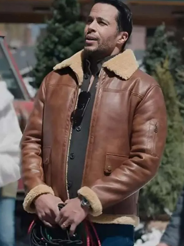 Valentino-Best-Christmas-Ever-2023-Matt-Cedeno-Brown-Shearling-Leather-Jacket