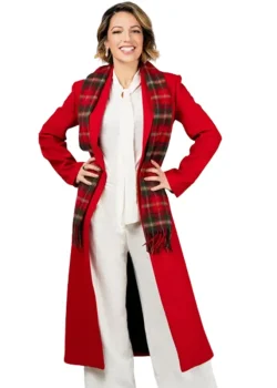 Vanessa Lengies Take Me Back For Christmas Red Trench Coat