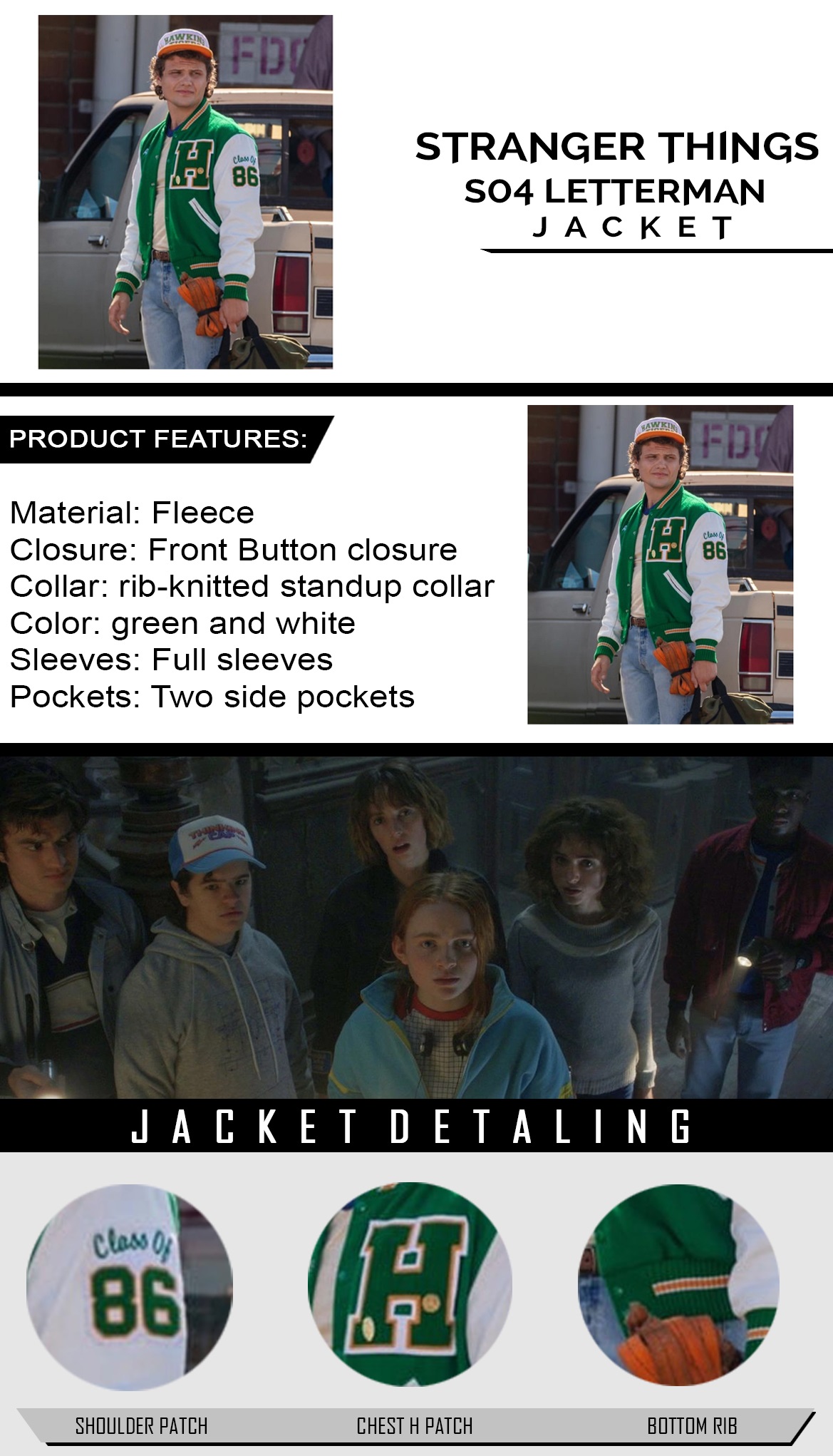 Green and White Fleece Jacket