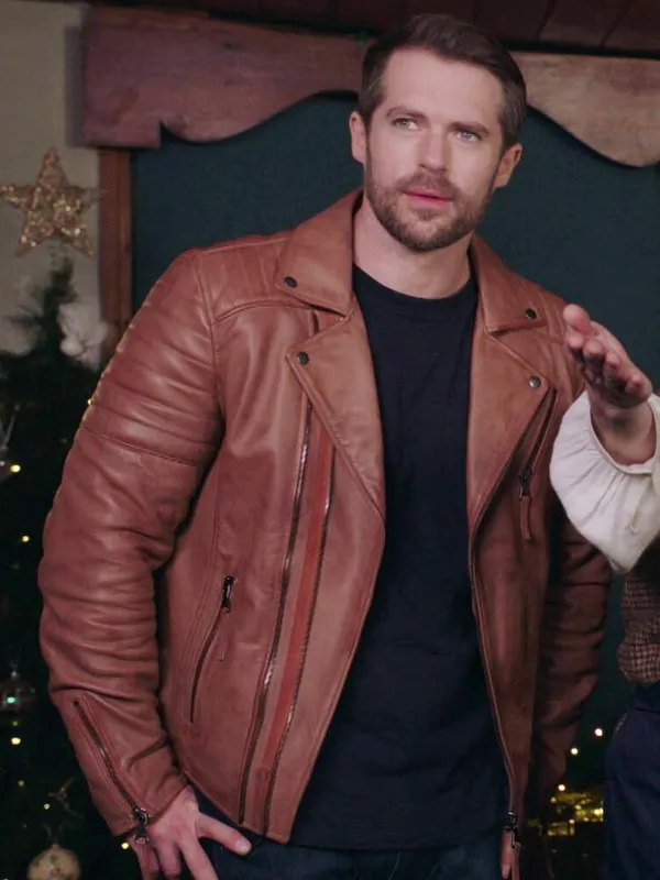 Christmas at Plumhill Manor Kyle Pryor Brown Leather Jacket
