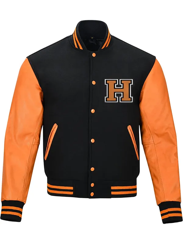 Halloween Pumpkin Black and Orange Varsity Jacket
