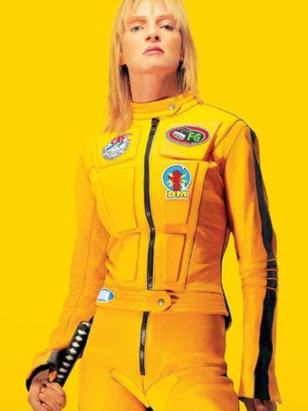 Kill Bill 2 Bride Uma Thurman Yellow Motorcycle Jacket - Image 2