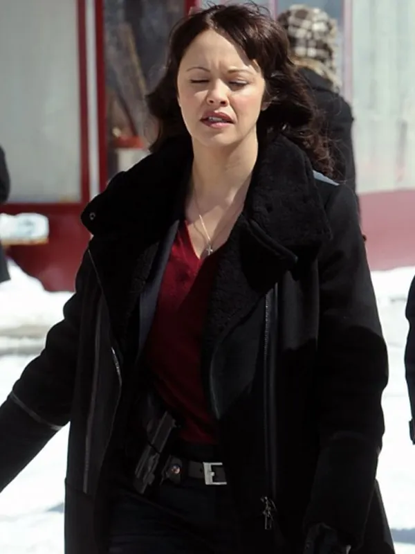 Maria Baez Blue Bloods Black Shearling Jacket