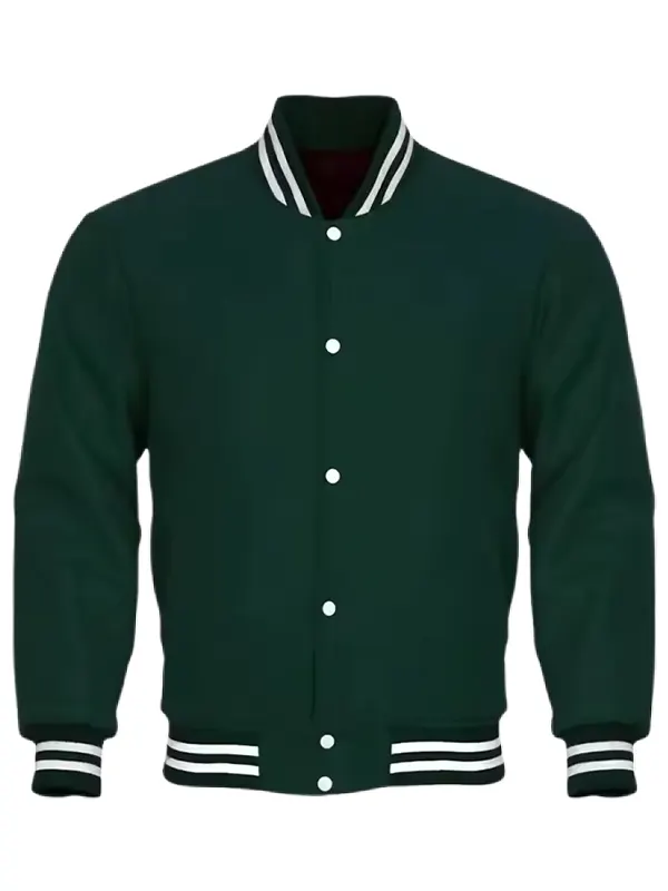 Men Casual Green Varsity Jacket