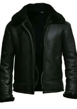 Men Stylish Black Leather Aviator Jacket