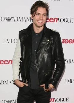 Young Hollywood Party Nolan Gerard Funk Black Biker Leather Jacket