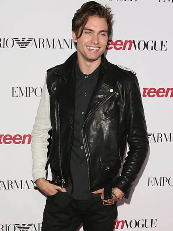Young Hollywood Party Nolan Gerard Funk Black Biker Leather Jacket