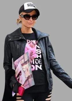 Paris Hilton Infinite Icon Black Leather Jacket
