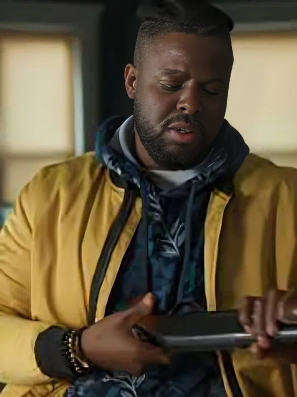 Winston Duke Spenser Confidential Yellow Bomber Jacket - Image 3