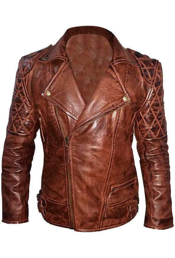 Diamond Classic Men’s Motor Biker Vintage Brown Jacket