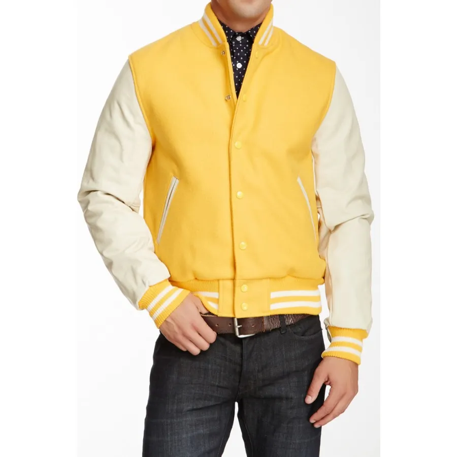 White and Yellow Varsity Jacket - Image 2