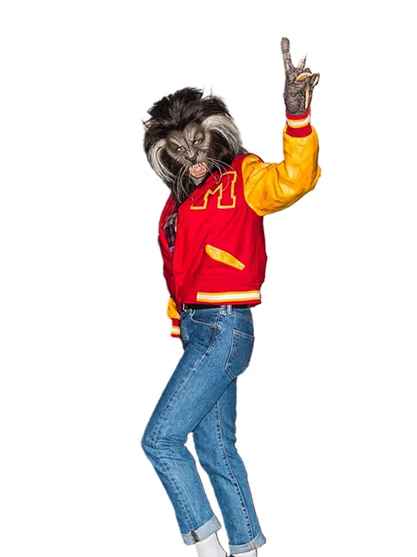 Buy 18th Annual Halloween Party Heidi Klum Red and Yellow Letterman Jacket
