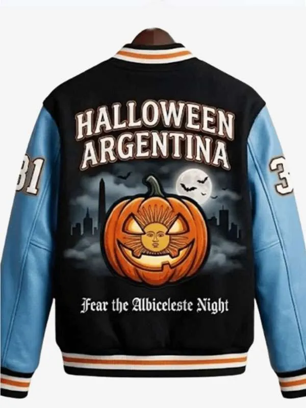 Halloween Argentina Spooky Fear The Albiceleste Night Varsity Jacket