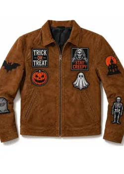 Halloween Vintage Horror Suede Leather Jacket
