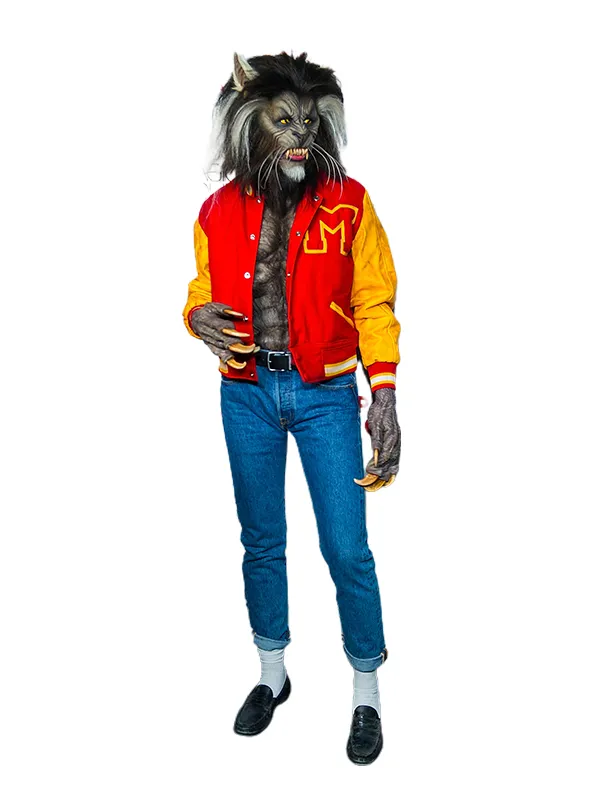 18th Annual Halloween Party Heidi Klum Red and Yellow Letterman Jacket