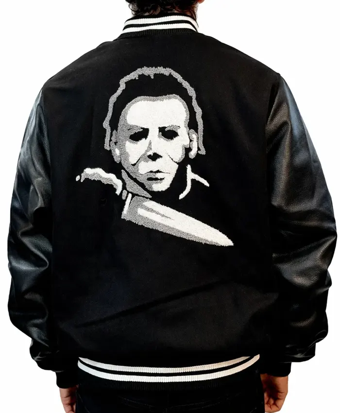 Halloween Butcher Knife Black Varsity Jacket