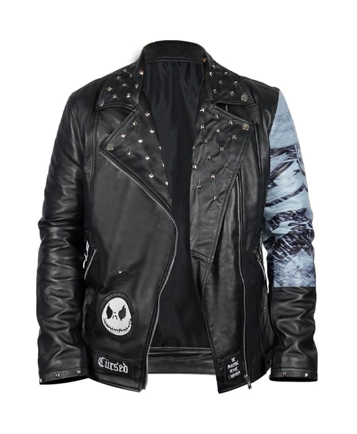 Halloween The Nightmare Before Christmas Studded Black Leather Jacket