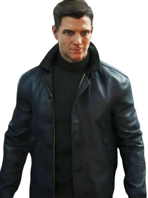 Patrick Gibson 007 First Light 2026 James Bond Black Leather Jacket