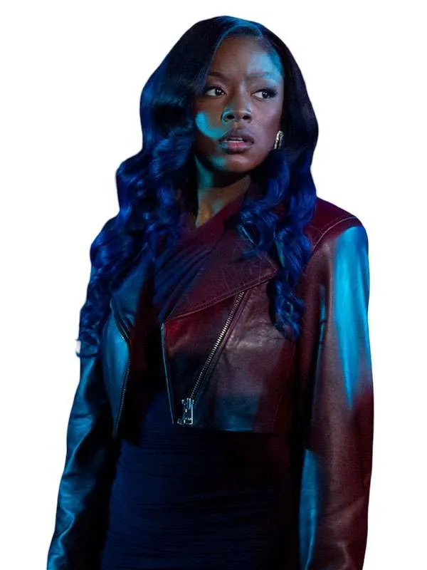 Rain Beauty in Black S02 Amber Reign Smith Black Cropped Leather Jacket