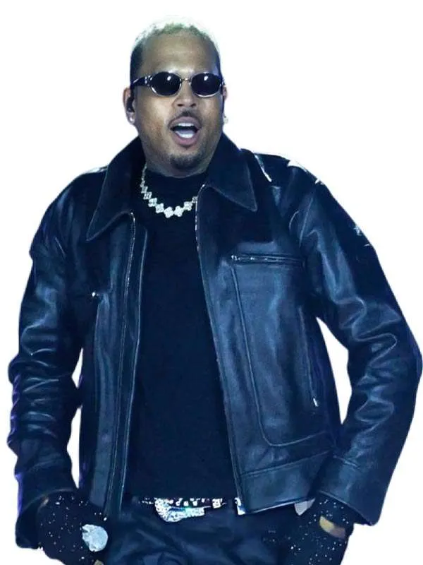 The R&B Tour 2026 Chris Brown Black Leather Jacket