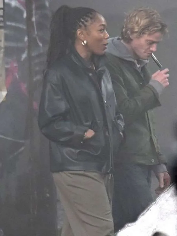 Naomi Ackie Clayface 2026 Caitlin Bates Black Leather Jacket