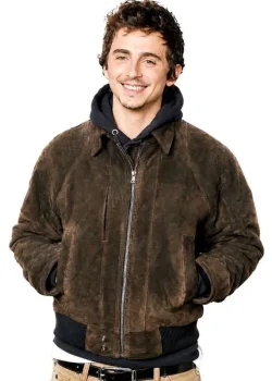 Dune Part Three 2026 Timothee Chalamet Brown Suede Bomber Jacket