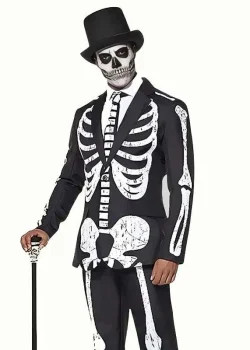 Halloween Black Skeleton Costume Suit
