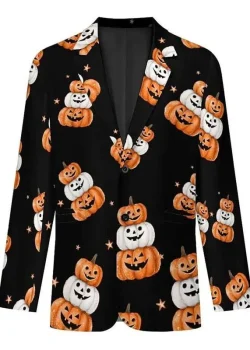 Halloween Cute Pumpkins Black Blazer