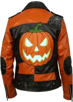 Halloween Patchwork Biker Leather Jacket