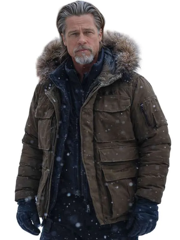 Brad Pitt Heart of the Beast 2026 James Belmont Brown Parka Hooded Jacket