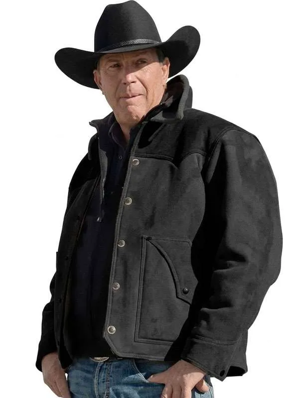 Shop Kevin Costner Shearling Black Suede Leather Jacket