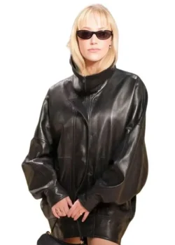 Maika Monroe Paris Fashion Week 2026 Leather Jacket