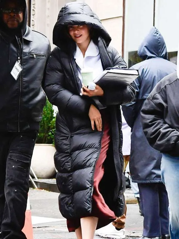 One Night Only 2026 Monica Barbaro Black Puffer Coat