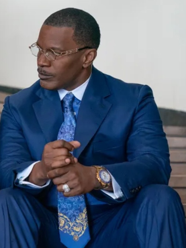Willie Gary Movie The Burial 2023 Jamie Foxx Blue Suit