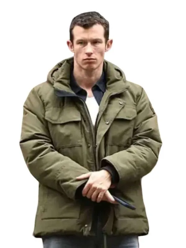 Callum Turner One Night Only 2026 Green Puffer Hooded Jacket