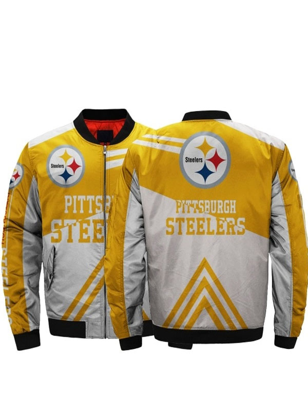 Shop Pittsburgh Steelers Yellow and Grey Jacket