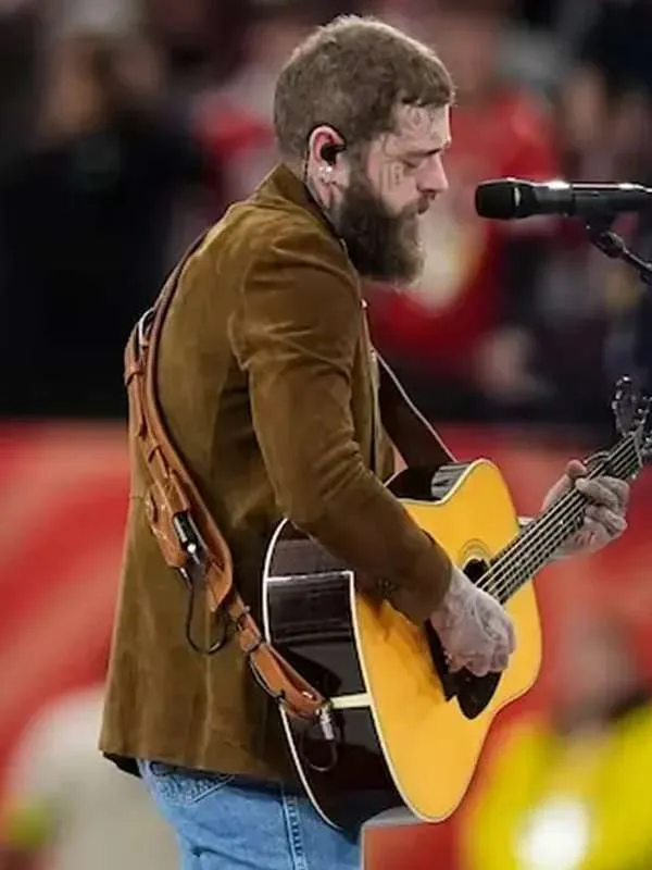 Post Malone Super Bowl 2024 Brown Blazer